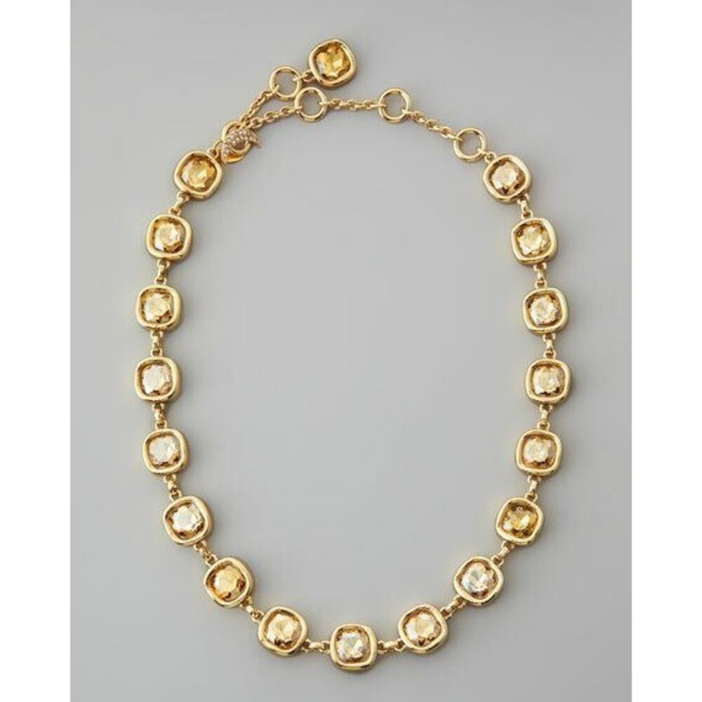Lee Angel for Neiman Marcus Women's Cushion Crystal Gold Link Necklace NWT 250